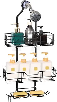 Wall Hanging Shower Organizer Shower Caddy Basket With Hooks Over Shower Head • $16.99