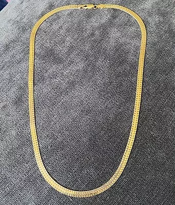 9ct 375 Bright High Shine Yellow Gold Hallmarked Flat Necklace 18 Inch.. New • £200