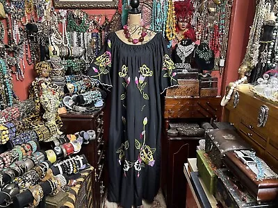 Gorgeous ￼Mexican Black Dress With Embroidered Flowers Maxi L/XL/XXL • $120