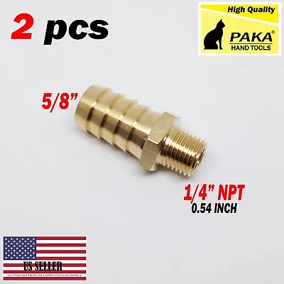 $9.99 • Buy 2PC- 5/8  HOSE BARB X 1/4 MALE NPT Brass Pipe Fitting NPT Thread Gas Fuel Water