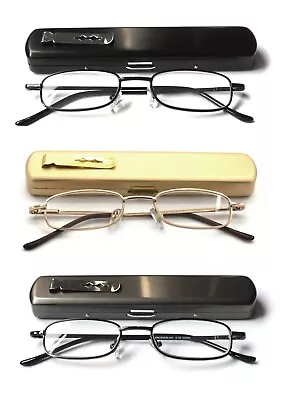 EYE ZOOM Light Portable Metal Reading Glasses With Pocket Case For Men And Women • $21.99