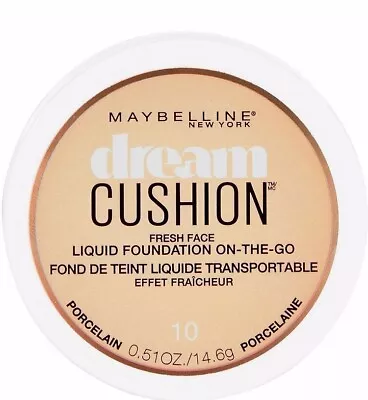 NEW Maybelline Dream Cushion Fresh Face Liquid Foundation 10 Porcelain (Sealed) • $12.99