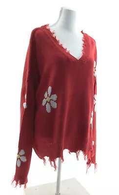 No Comment Womens Brick Red Sweater Long Sleeve V-Neck Lightweight Size 2X • $16.79