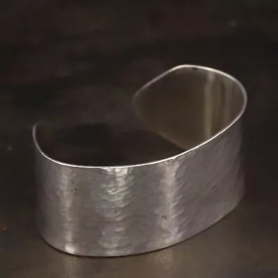 VTG Sterling Silver - MODERNIST Hammered Wide 5.5  Statement Cuff Bracelet - 30g • $19.50