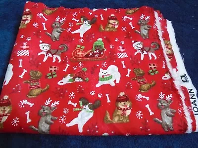 Vintage Joann Snuggle Winter Christmas Theme Dogs Flannel Fabric 42 X1yard New • $7.95