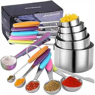 Measuring Cups And Spoons Set Of 14 Stainless Steel Cup Measurement • £23.20