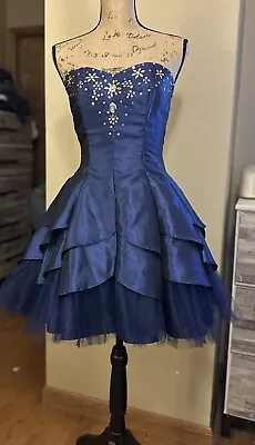 NWT Masquerade Ball Gown Dress Royal Blue Short Sequin Bodice Tulle Skirt 7/8 • $30