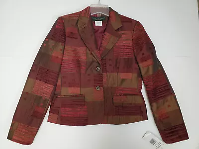 Women's Harve Benard Patchwork Jacket Red Green 6 Mad Hatter Whimsical • $21