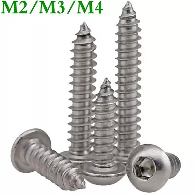 M2 M3 M4 Stainless Steel Button Head Hex Socket Sheet Metal Self Tapping Screws • $18.97