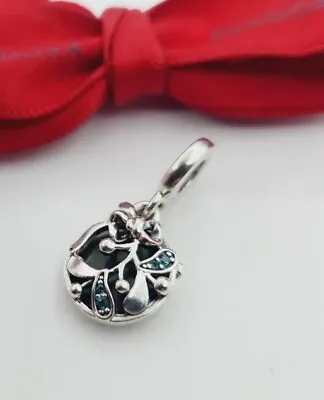 Genuine Pandora SS Christmas Mistletoe Green Enamel Dangle Charm #799229C01 • $44