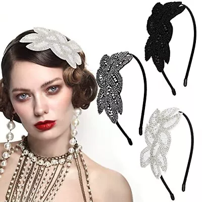 Rhinestone Flapper Headband 1920s Vintage Hair Accessories Set • $14.86