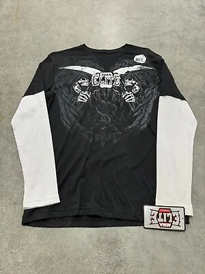 MMA Elite Long Sleeve Shirt Men L Thermal Skull Grunge Affliction Style Vintage • $99.99