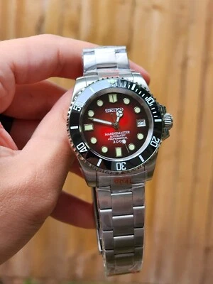 $265 • Buy CUSTOM Seiko NH35 Red Sunburst MOD 40mm Automatic