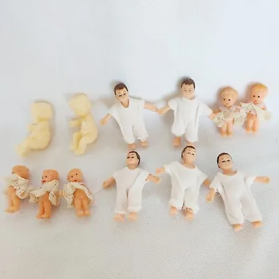 Miniature Plastic Baby Dolls Vintage Crafting Dollhouse Lot Of 12 • $16