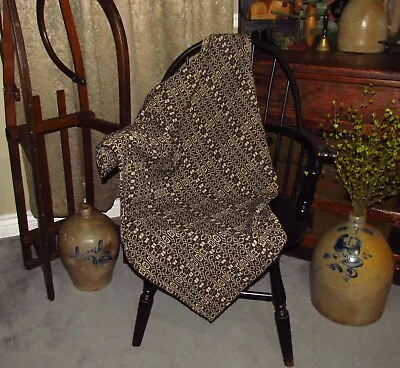 $24.95 • Buy Primitive Antique Vtg Style Black Linen Cotton Woven 32  COVERLET Square RQ22BSS