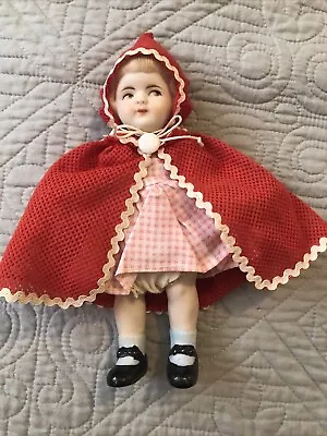 Little Red Riding Hood Bisque Doll Moveable Articulated Arms Legs 7 Vtg Shackman • $50