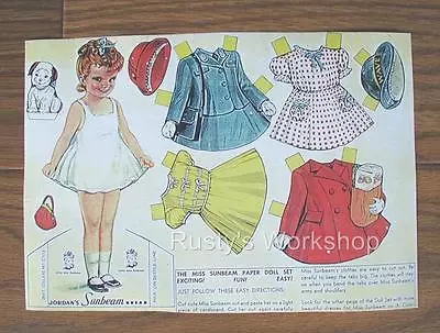 1950's MISS SUNBEAM Paper Doll Set #2 REPRO---plus Bonus Set • $6.99