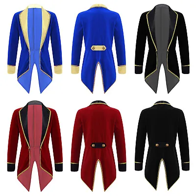 Kid Girls Boys Ringmaster Costume Tuxedo Suit Jacket Tailcoat Halloween Cosplay • $25.49