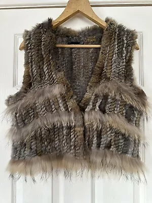 Stunning Javier Simorra Ladies/Unisex 100% Rabbit Racoon Fur Vest Gilet UK10 12 • £75