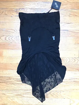 Lip Service Vintage RIP Gothic Victorian Black Garters & Lace Fishtail Skirt XS • $149