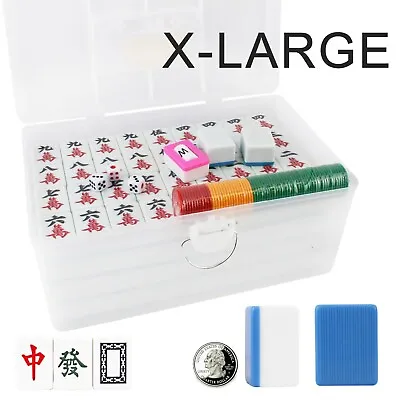 X-Large 广东大麻将 Chinese Guangdong Tiles Mahjong Set 144 Tiles 1.5 X 1.2 X 0.9 In  • $65.99