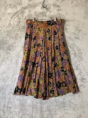 Miss Astor Vintage Palazzo Pants High Waist Dark Floral Size 46 (XXL Or 20-22) • $23