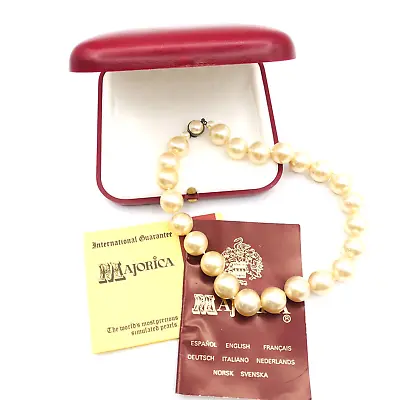 Vintage Majorica 10 Mm Pearl Necklace W/Original Case 16  • $95