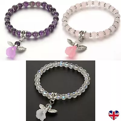 £3.49 • Buy Crystal Gemstone Bead Bracelet 7 Chakra Angel Guardian Jewellery Girls Wedding