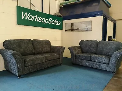 Elegant 'Ursas' Dark Grey 3 And 2 Seater Sofa Suite • £1099