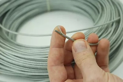 £0.99 • Buy 3 To 5 Mm GALVANIZED STEEL WIRE ROPE METAL CABLE 7X7 PVC COATED PLASTIC COVER 