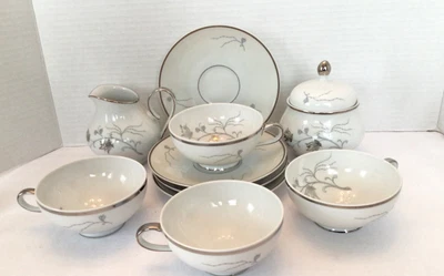 $32 • Buy Baronet / Eschenbach Silver Arbor Bone China: Cream/Sugar, Cups/Saucers, A21