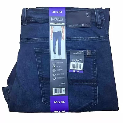 BUFFALO David Bitton Mens AXEL Slim Stretch Jeans 40x34 Dark Blue 5 Pocket Pants • $24.99