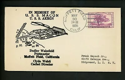 US Postal History Zeppelin U.S.S. Macon Mellone # 5/30/35-9.6 1935 Moffett CA • $14.99