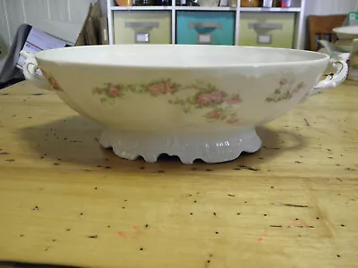 Antique Habsburg China Austria Oval Vegetable Bowl Pink Flowers  No Lid • $10