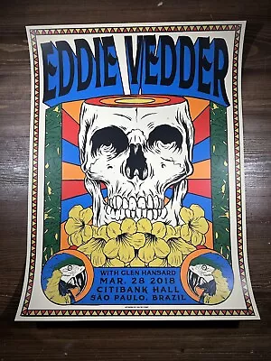 Eddie Vedder Concert Show Poster 3/28/2018 São Paulo Brazil By Ian Williams • $100.67