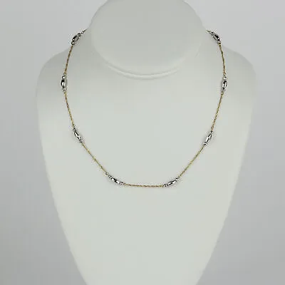 14k 2-Tone Gold Beads Beaded Womens Choker Station Necklace 16  • $229