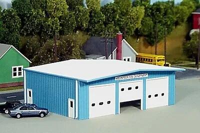 Pike-Stuff Fire Station Kit (Blue) - HO Scale Model Railroad Building - #19 • $16.44