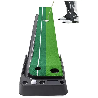 Indoor Golf Putting Green Golf Training Putting Mat Tracks With Auto Ball Return • $50.97