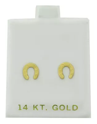 £0.80 • Buy HORSE SHOE STUD EARRINGS 14K Yellow Gold - NEW WITH TAG 