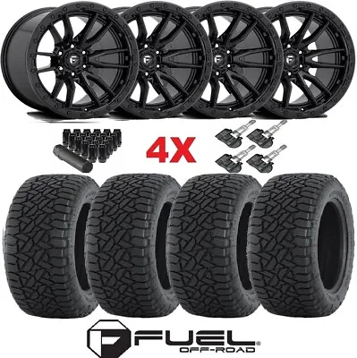 Fuel Rebel 6 Black Wheels Rims 33 12.50 18 Tires Mt Mud Terrain F-150 • $2395
