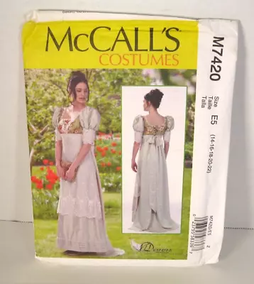 McCall's 7420 Regency Lady Bridgerton Costume Pattern Misses 14-22 Uncut • $10.99