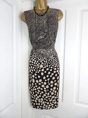 £8 • Buy Monsoon Black & Beige Print Sleeveless Dress Size 14 NWOT Summer Season