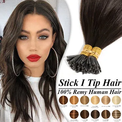 1g/s Stick I Tip Real Remy Human Hair Extensions Pre Bond Keratin Tip Microlink • $40.42