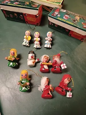 Wood Christmas Tree Ornaments Wooden Mini Miniature Painted Lot Taiwan  VTG • $13.59