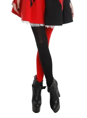 $12.25 • Buy Blackheart Black & Red Split Leg Tights Two Tone For Costume Cosplay Jester