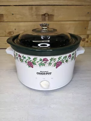 Rival 5 Quart Crock Pot Slow Cooker # 3355 Grapes White Green Purple Vintage • $39.99