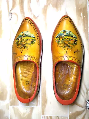 Vintage Wooden Dutch/Holland Clogs - Windmill/Water Scene Large. Fast Ship! • $14.76