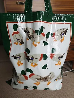 Vintage Mallard Duck Oiled Oil Cloth Tote Shopping Shopper Bag • £10.99