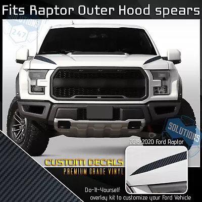 For 2015-2020 Raptor F150 Hood Spears Outer Stripe Decals - Matte Carbon Fiber • $22.10