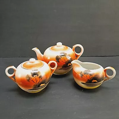 Vintage Noritake Teapot Sugar Creamer Lids Hand Painted Set (5 Pcs) Japan 1950s • $18